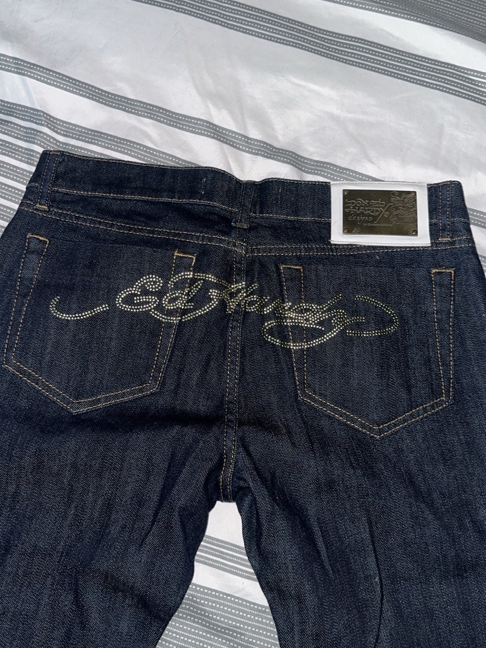 Ed Hardy women Dark Wash Embellished Back Pocket Jeans